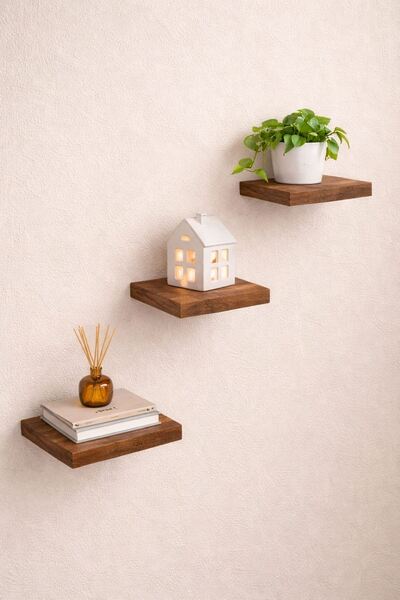 ADIM EBATLAMA 3'lü Uçan Duvar Rafı Set Gizli Raf- Barok 15x15