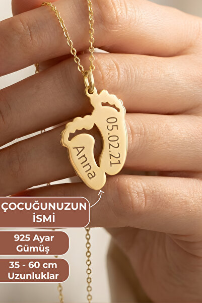 ZOLESSA Kadın Kişiye Özel Bebek Adımı Üzerine Tarih İsim Yazılı Kolye Gold Re...
