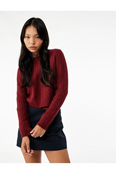 Koton Pulover tricotat cu mânecă lungă și decolteu cu detaliu împletit