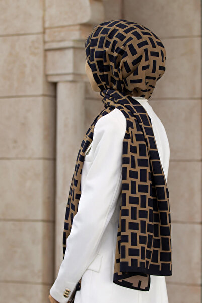 Vissona LÜKS MEDİNE İPEĞİ KARELİ DESENLİ BEJ RENKLİ 75X195 KIRIŞMAZ ŞAL MOSS ...