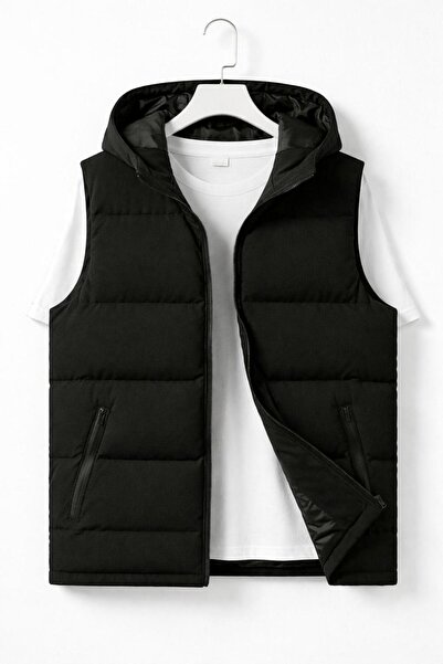 S&M CLOTHİNG New Season Hooded Waterproof Inflatable Vest