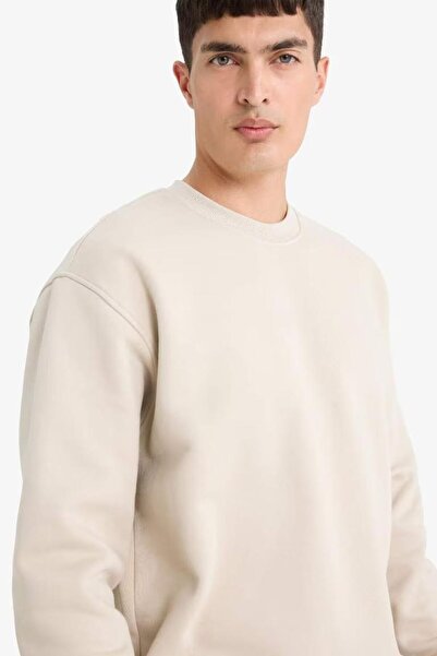 DeFacto Oversize Geniş Kalıp Bisiklet Yaka Kalın Basic Düz Sweatshirt T5139AZ24AU
