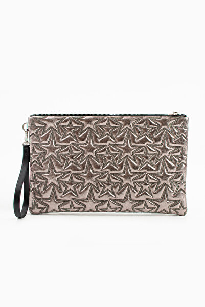 Ecrou Portofoliu și geantă clutch cu model stea, platină, strălucitoare, cu c...