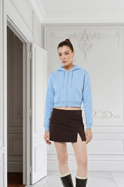 HAKKE Üç İplik Fermuarlı Kapüşonlu Kısa HIRKA