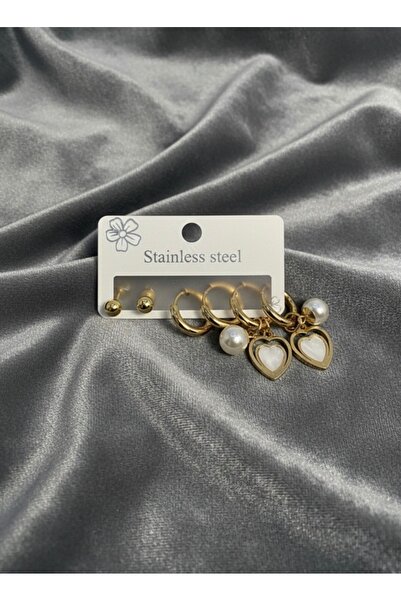 Meneva Aksesuar Gold Color Steel 6-Piece Earring Set - Tarnish-Resistant Comb...