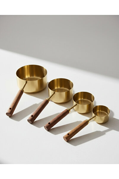 Senz Paslanmaz Çelik Gold Ahşap Saplı Ölçü Kaşığı