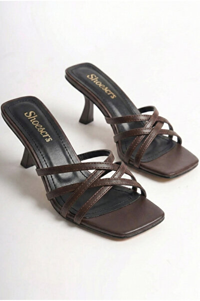 Shoesers Women's Special Design Thin Cross-Strapped Thin Heeled Bitter Brown ...