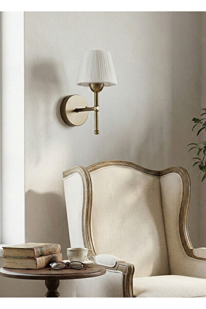 Maison Avf Süet Kadife El Yapımı Kablosuz Pilli Ledli Aplik - Alt Eskitme Gold