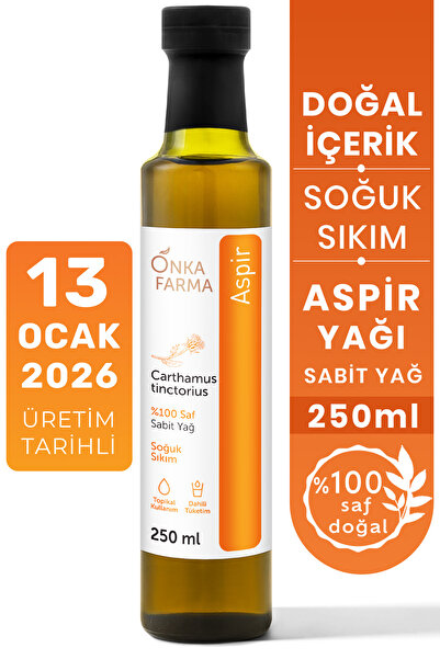 OnkaFarma Onka Farma Soğuk Sıkım Aspir Yağı - %100 Saf Aspir Yağı - 250 ml