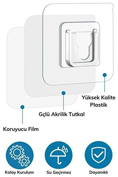 zeixpow Eşya Sabitleme Askısı Yapışkanlı Geçmeli Klips Banyo Mutfak Duvar Tab...