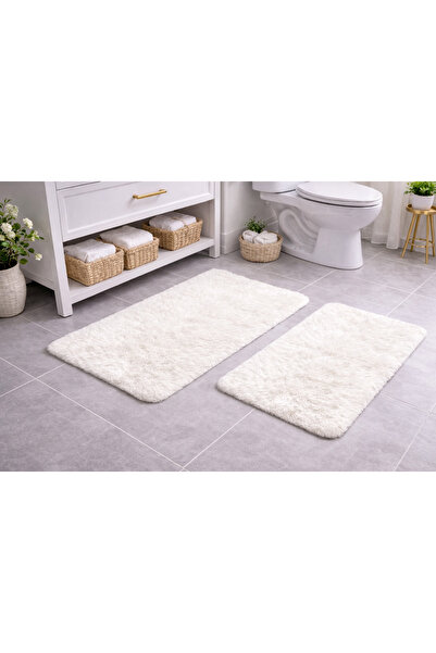 SAYMİNE Kuzu Post Plush Suede Bath Mat Set - Soft Silky Textured