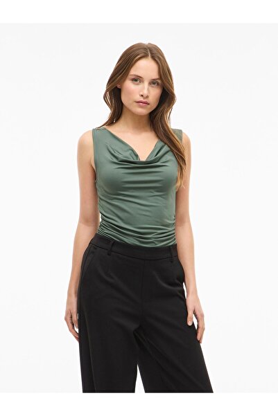 VILA Top VIKANA Wasserfall-Ausschnitt