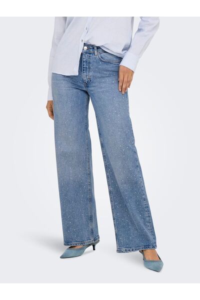ONLY Jeans mit weitem Bein ONLJUICY Hohe Taille Weiter Beinschnitt Jeans