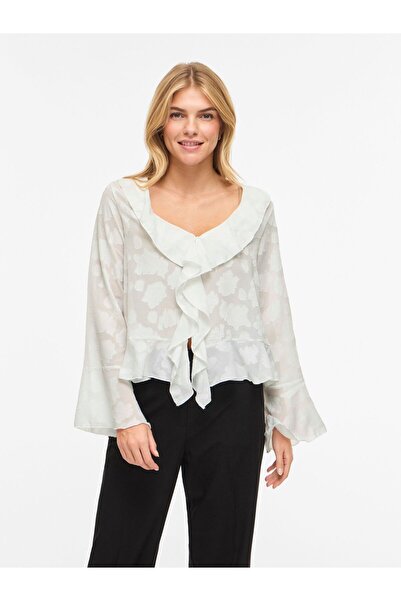 VILA Oberteil mit langen Ärmeln VIESURA Gerüschtes