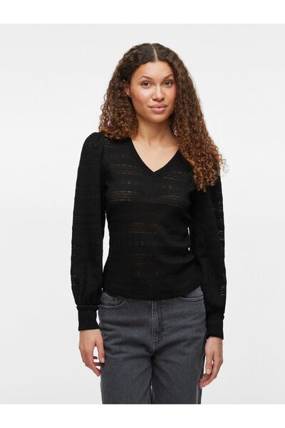 VILA Oberteil mit langen Ärmeln V-Ausschnitt