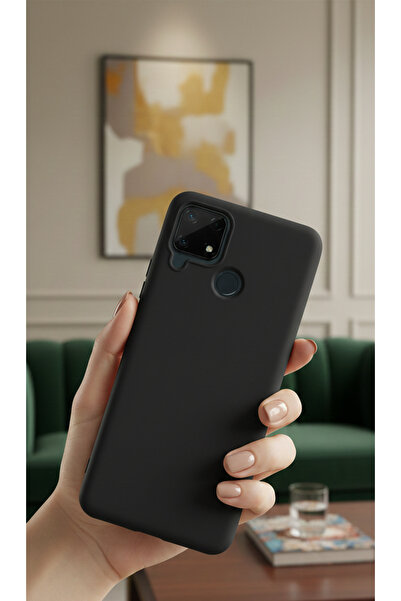 Hatreds Realme C25s Uyumlu İçi Kadife Mat Renkli Kamera Korumalı Kılıf - Siyah