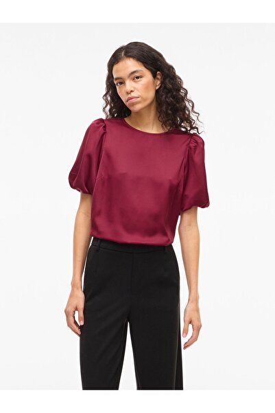 VILA Oberteil mit kurzen Ärmeln VIELLETTE Rundhals