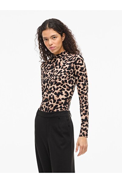 VILA Oberteil mit langen Ärmeln Stehkragen