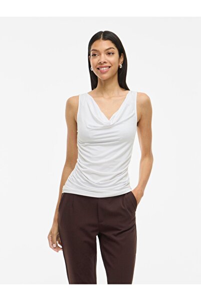 VILA Top VIKANA Wasserfall-Ausschnitt