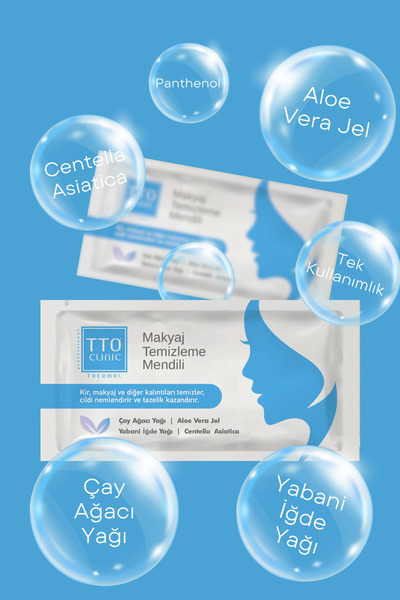 TTO Clinic Makyaj Temizleme Mendili - Nemlendirici ve Arındırıcı 24'lü