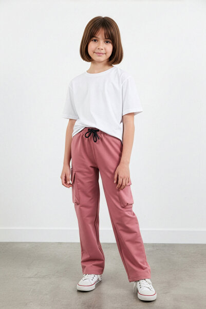 Fulla Moda Pantaloni de sport pentru fete cu buzunar cargo cu talie elastică