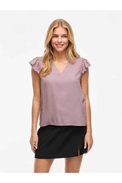 VILA Oberteil mit angeschnittenen Ärmeln VILIKA V-Ausschnitt