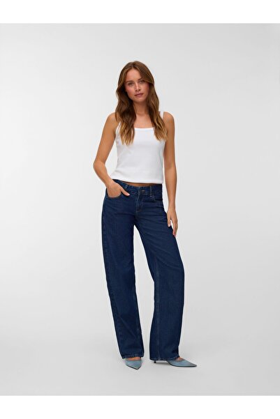 Something New Weit geschnitten SNRANCY Niedrige Taille Weiter Beinschnitt Jeans