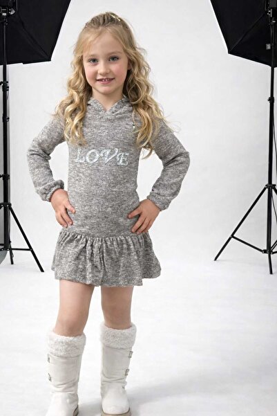 neocotton Rochie din bumbac pieptănat cu mânecă lungă pentru fetiță