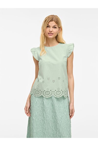 VILA Top cu mâneci decupate VIHORTENSA Broderie