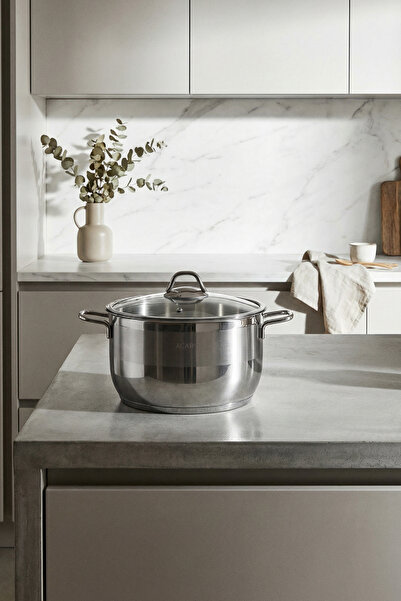 ACAR Carat Steel Pot with 28 cm Deep Glass Lid - 16465
