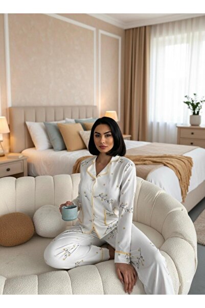 Edsfash Γυναικείο Σετ Πιτζάμες με Φλοράλ Σχέδια, Πλεκτό, Μακρυμάνικο