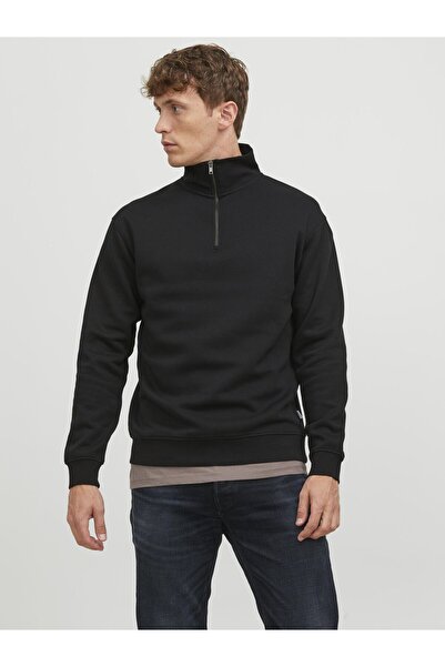 Jack & Jones Φούτερ με μισό φερμουάρ, μονόχρωμο. Φούτερ με μισό φερμουάρ.
