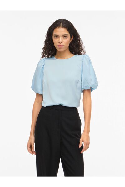 VILA Oberteil mit kurzen Ärmeln VIELLETTE Rundhals