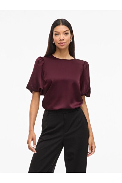 VILA Oberteil mit kurzen Ärmeln VIELLETTE Rundhals