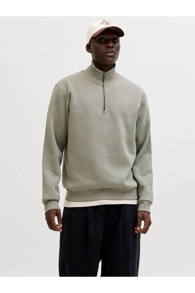 Jack & Jones Sweatshirt mit halbem Reißverschluss Einfarbig Sweatshirt mit ha...