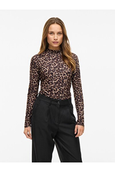 VILA Oberteil mit langen Ärmeln Stehkragen