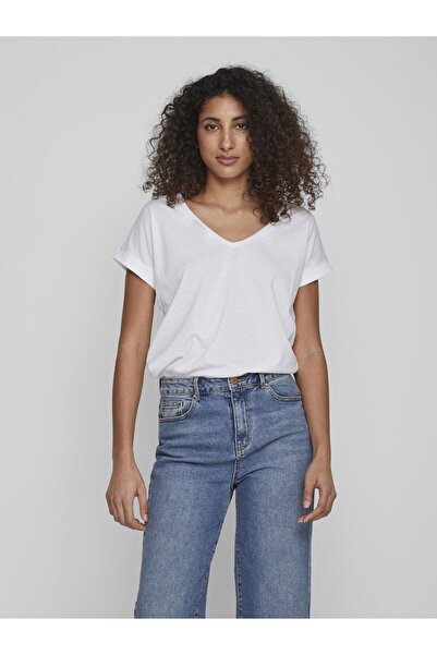 VILA T-Shirt Basic-V-Ausschnitt