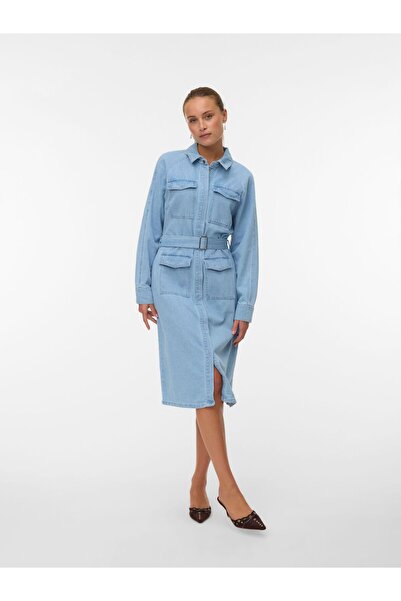 Vero Moda Jeanskleid VMLINEA Langes Kleid