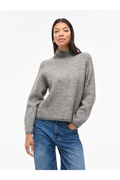 VILA Strickpullover Stehkragen