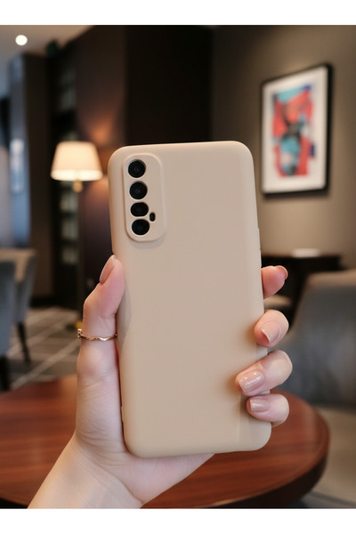 Hatreds Realme 7 Uyumlu İçi Kadife Mat Renkli Kamera Korumalı Kılıf - Pudra