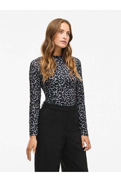 VILA Oberteil mit langen Ärmeln Stehkragen