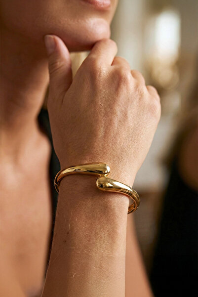 Hedef Bijuteri Özel Seri Gold Renk Damla Model Tasarım Kelepçe Bileklik