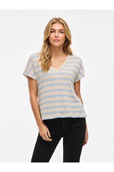 VILA Oberteil mit kurzen Ärmeln VIHERMINA V-Ausschnitt