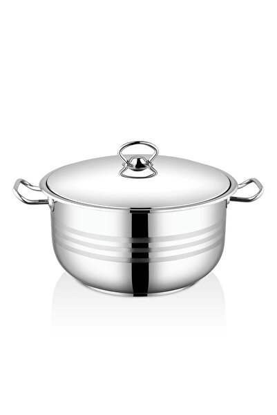 SAFLON Bestinox 36X22 cm Flanged Handle Steel Deep Pot with Steel Lid-23 Liters