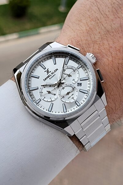 Daniel Klein ساعة يد رجالية وظيفية بحزام قابل للتعديل باللون الرمادي مقاس 44 ملم