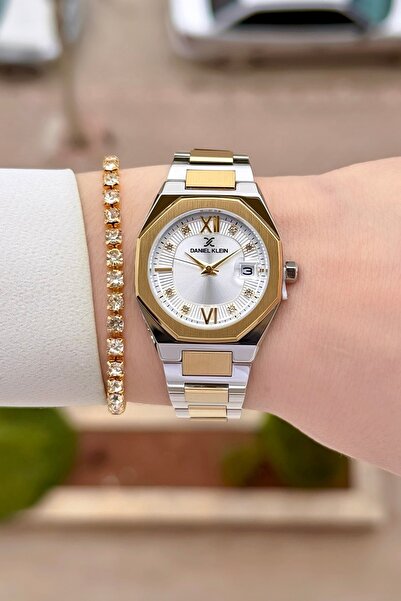 Daniel Klein Sarı Silver Renk 24 Ay Garantili 30 Mm Kadın Kol Saati ve Bileklik
