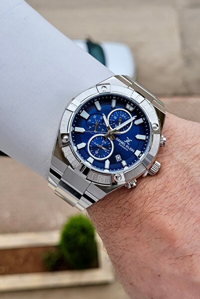 Daniel Klein Kadranı Lacivert Kordonu Silver Renk 24 Ay Garantili 45 mm Fonks...