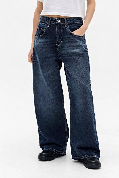 september island Vintage Blackish Navy Blue Baggy Boyfriend Shalwar Jeans