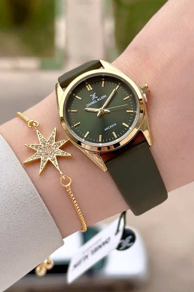 Daniel Klein Kasaza Gold Cord Green Color Gift Packaged Women's Wristwatch an...