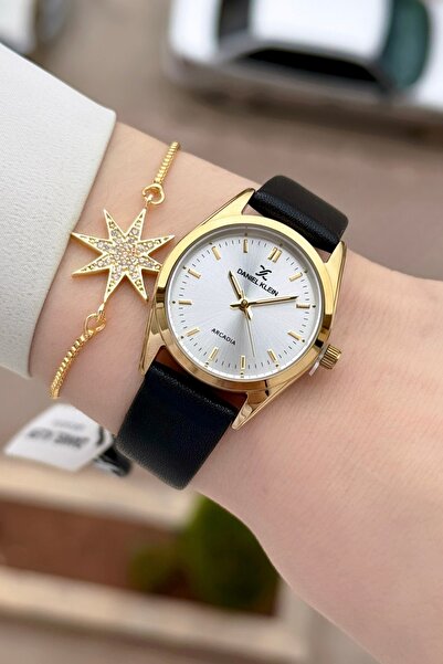 Daniel Klein Case Gold Cord Black Color 2 Years Warranty Women's Wristwatch a...